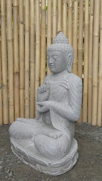 Product image 4 of the product “Seated Buddha made of Riverstone in Dharmachakra gesture of wheel of the teaching of the Dharma, H. 80cm. ”